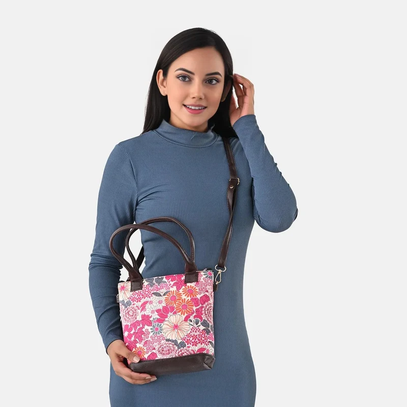 Crossbody Baumwolle, Blockprint, 25.4 x 23 cm, Blau