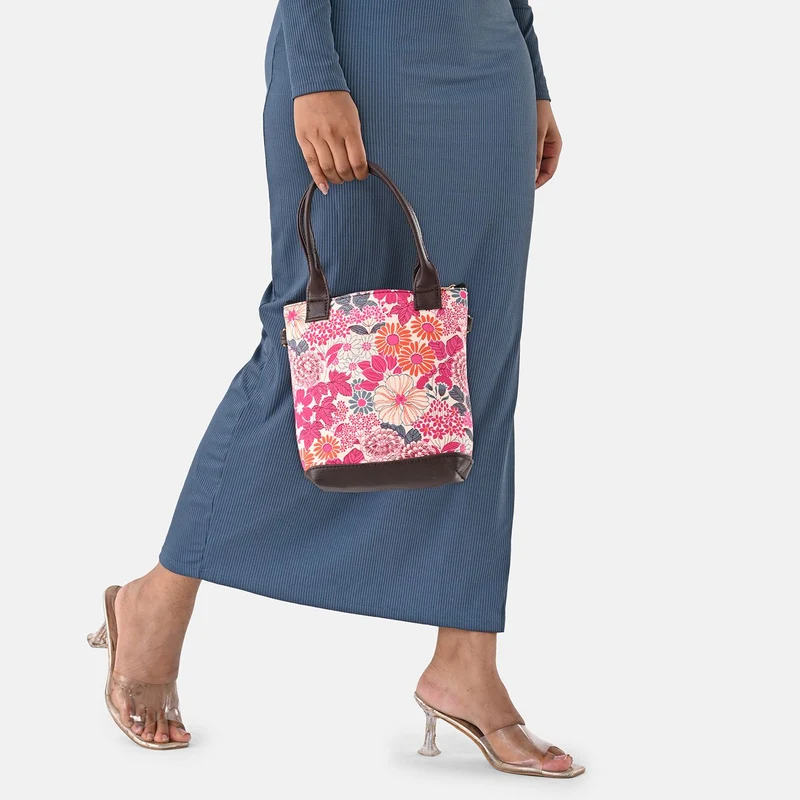 Crossbody Baumwolle, Blockprint, 25.4 x 23 cm, Blau