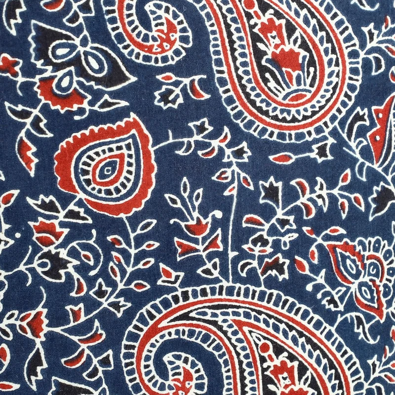 Crossbody Baumwolle, Blockprint, 25.4 x 23 cm, Blau