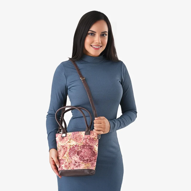 Crossbody Baumwolle, Blockprint, 25.4 x 23 cm, Blau