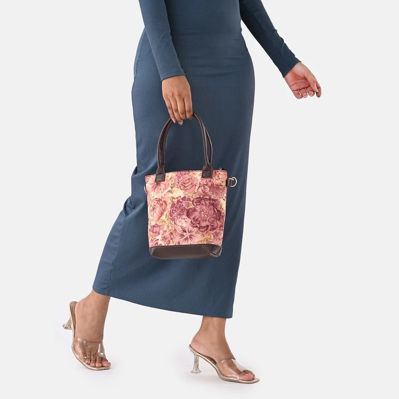Crossbody Baumwolle, Blockprint, 25.4 x 23 cm, Blau