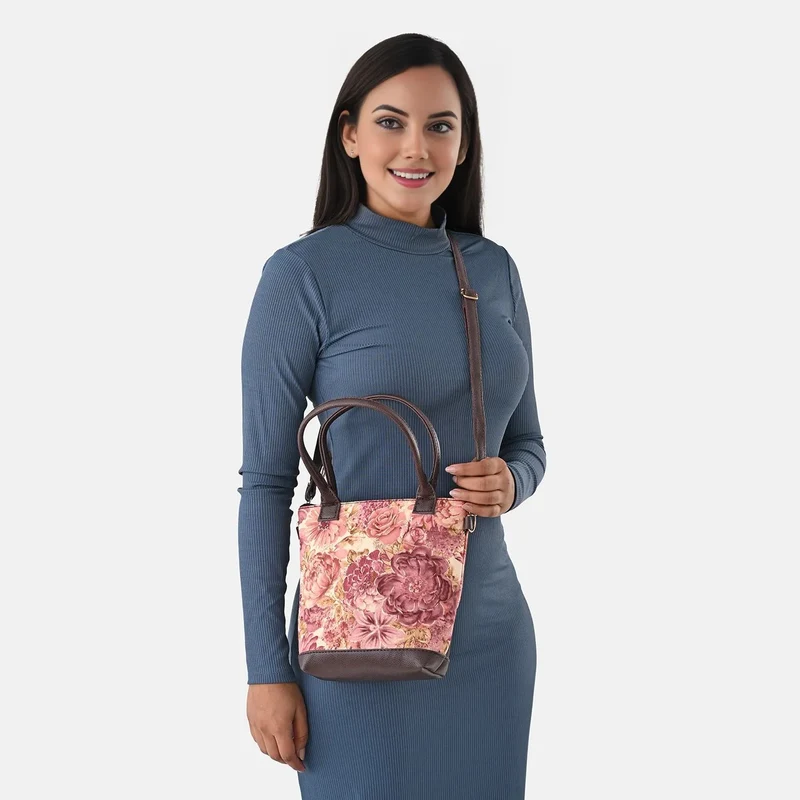 Crossbody Baumwolle, Blockprint, 25.4 x 23 cm, Blau