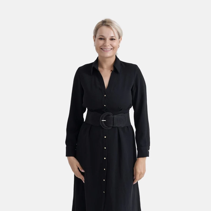 Elastischer Taillengürtel mit runder Schnalle, One Size, Braun