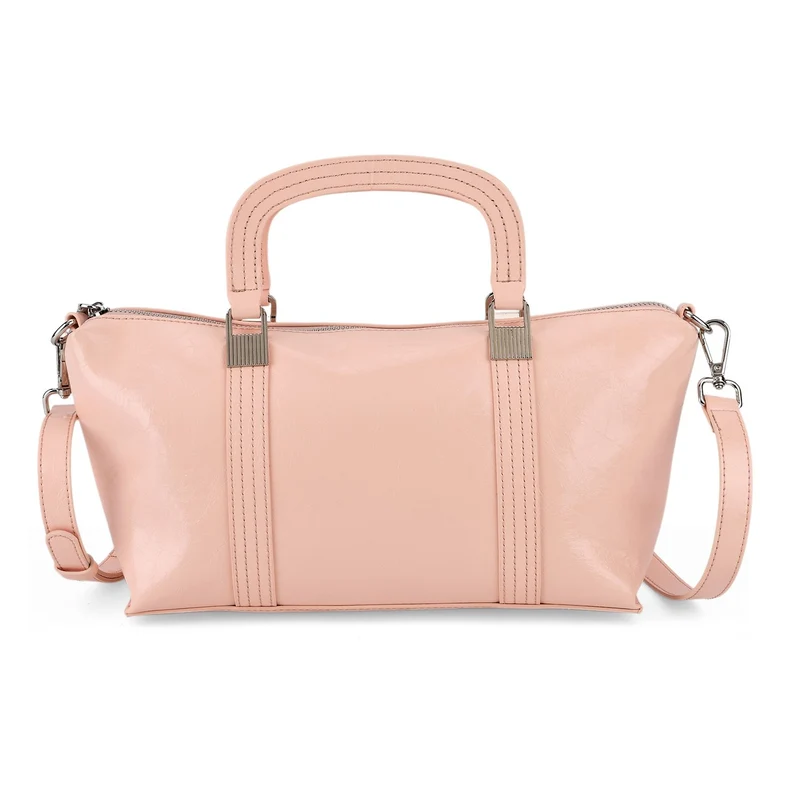 Eleganter Leder Crossbody Tasche im Clean Chic Look 27 x 17 x 10 cm Rosé