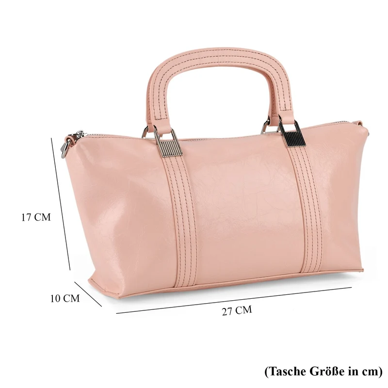 Eleganter Leder Crossbody Tasche im Clean Chic Look 27 x 17 x 10 cm Rosé