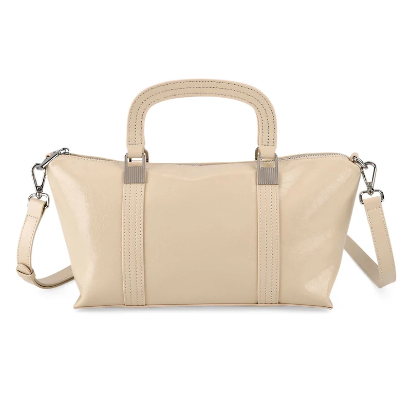 Eleganter Leder Crossbody Tasche im Clean Chic Look 27 x 17 x 10 cm Rosé