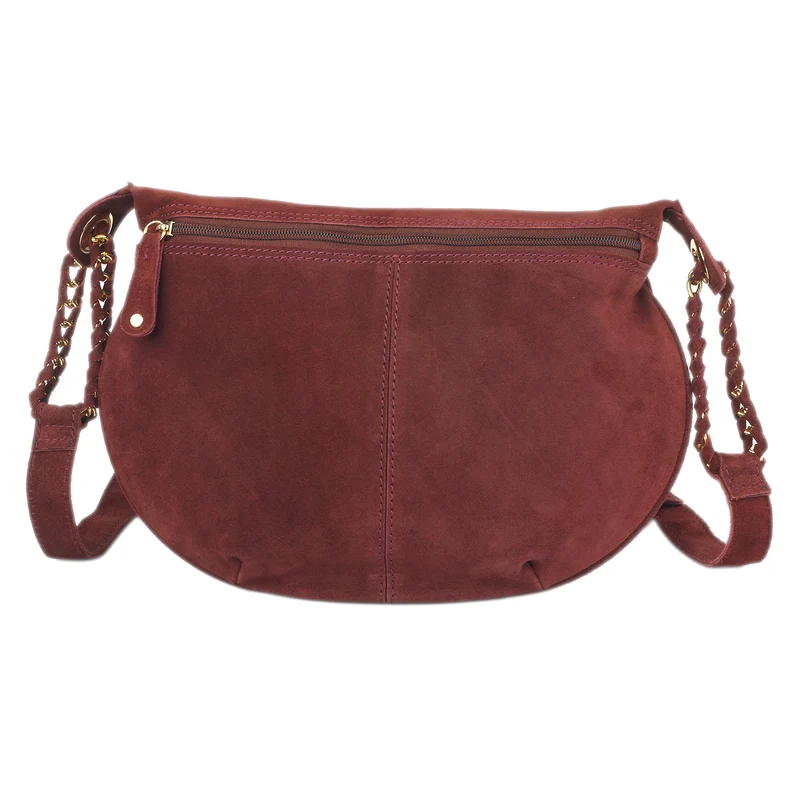 Crossbody Tasche aus 100% echtem Leder, Größe 33x3,8x25,4 cm, Weinrot