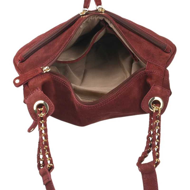 Crossbody Tasche aus 100% echtem Leder, Größe 33x3,8x25,4 cm, Weinrot
