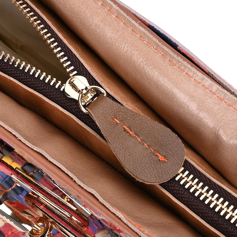 Chaos by Elsie - Echtleder Umhängetasche Tasche mit RFID und mattem Webdesign, 34x14x25cm