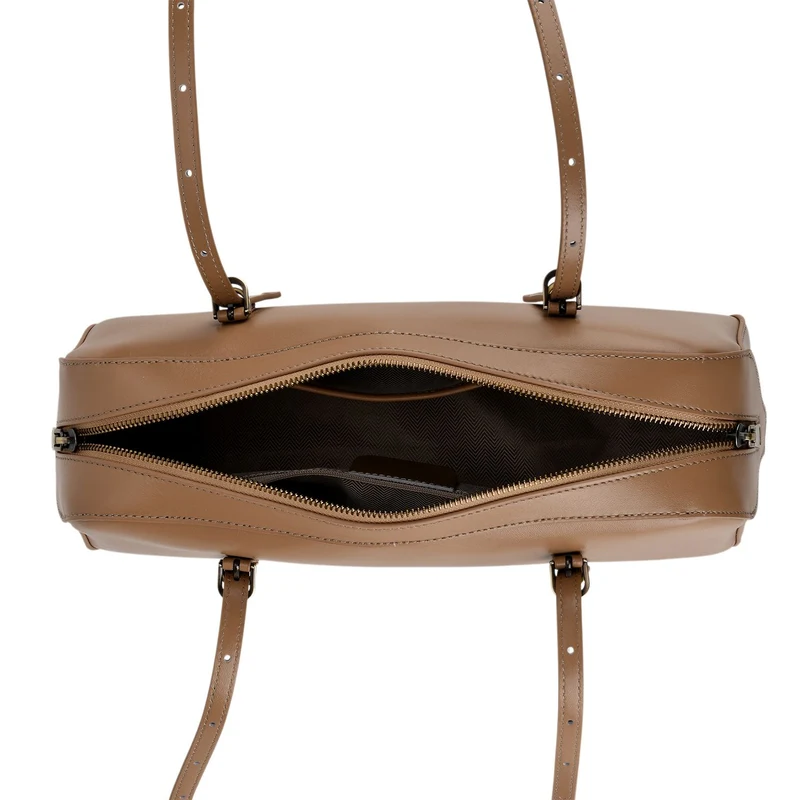 Leder Schultertasche mit Reißverschlussfach und Innenfächern 33 x 12 x 13 cm Bordeaux