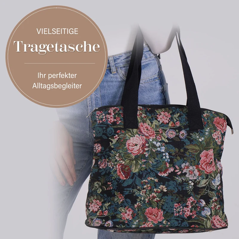 Vielseitige Tragetasche mit Teddybär-Muster, Weiches Polyester, praktische Fächer und sichere Reißverschlussöffnung, 38x13x33?cm