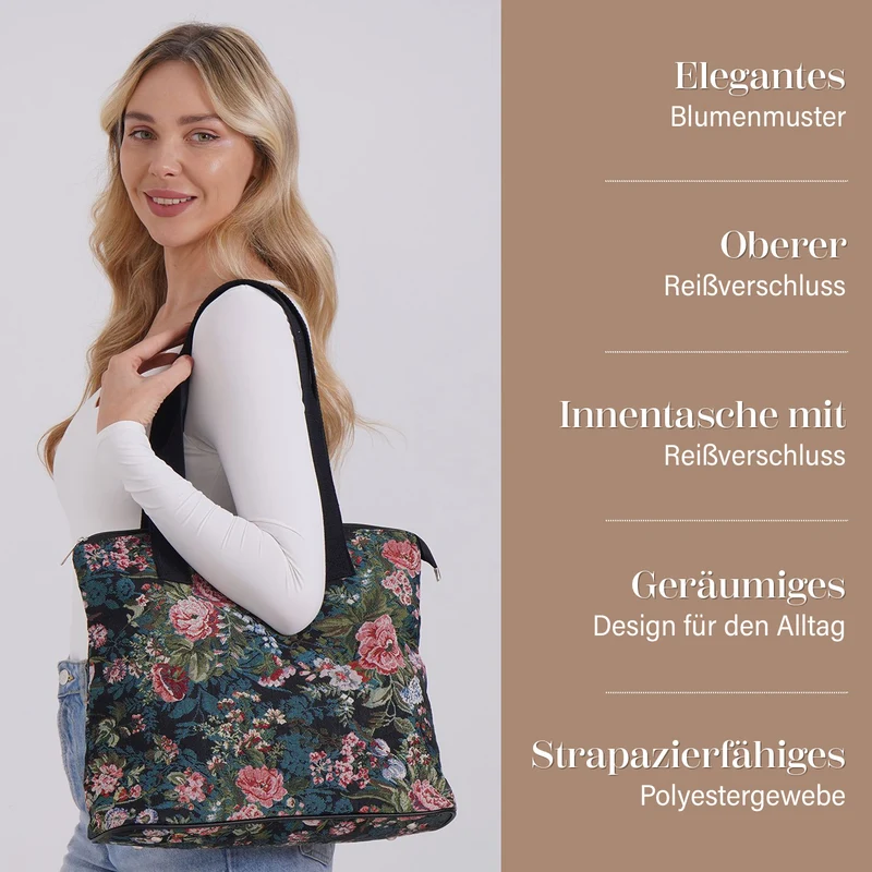 Vielseitige Tragetasche mit Teddybär-Muster, Weiches Polyester, praktische Fächer und sichere Reißverschlussöffnung, 38x13x33?cm