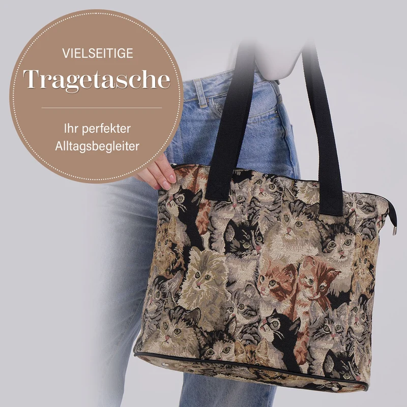 Vielseitige Tragetasche mit Teddybär-Muster, Weiches Polyester, praktische Fächer und sichere Reißverschlussöffnung, 38x13x33?cm