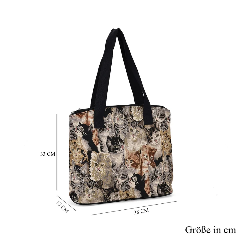 Vielseitige Tragetasche mit Teddybär-Muster, Weiches Polyester, praktische Fächer und sichere Reißverschlussöffnung, 38x13x33?cm