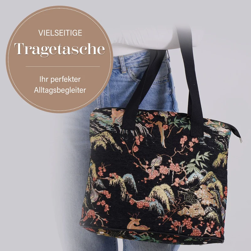 Vielseitige Tragetasche mit Teddybär-Muster, Weiches Polyester, praktische Fächer und sichere Reißverschlussöffnung, 38x13x33?cm