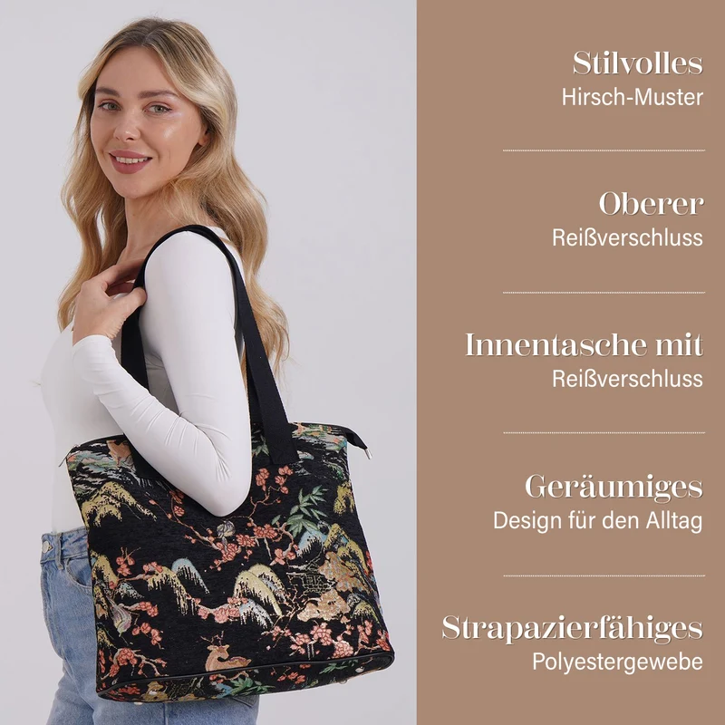 Vielseitige Tragetasche mit Teddybär-Muster, Weiches Polyester, praktische Fächer und sichere Reißverschlussöffnung, 38x13x33?cm