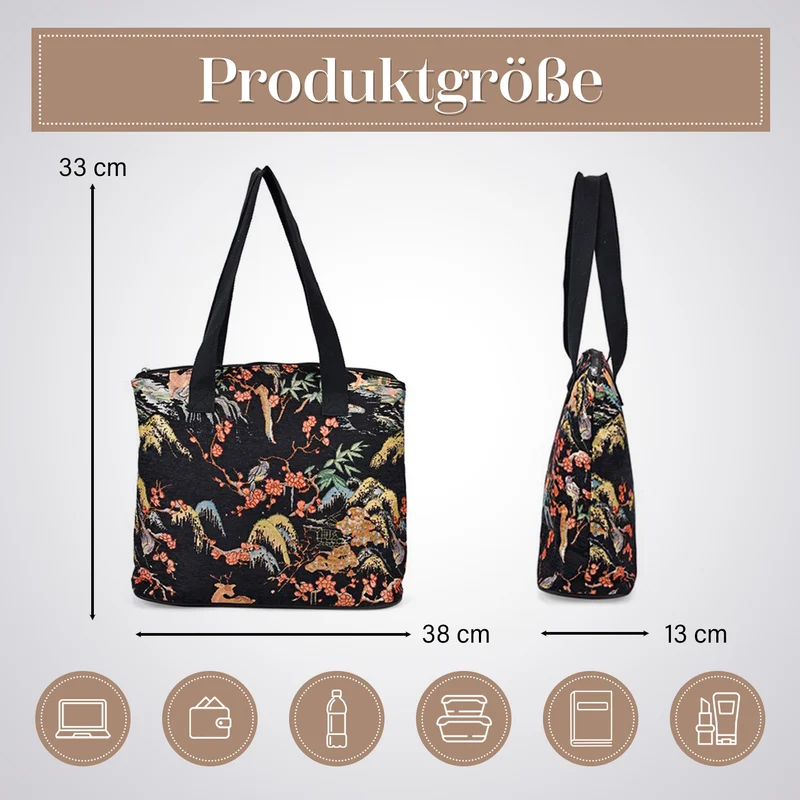 Vielseitige Tragetasche mit Teddybär-Muster, Weiches Polyester, praktische Fächer und sichere Reißverschlussöffnung, 38x13x33?cm