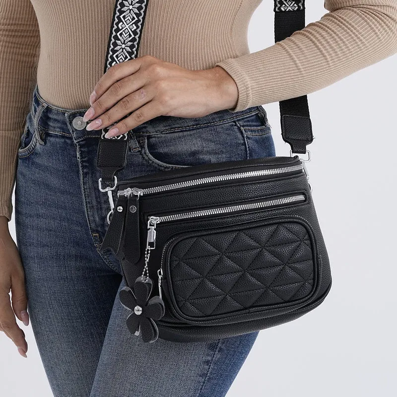 Crossbody-Bag im Steppdesign, 22x8x19 cm, Petrol