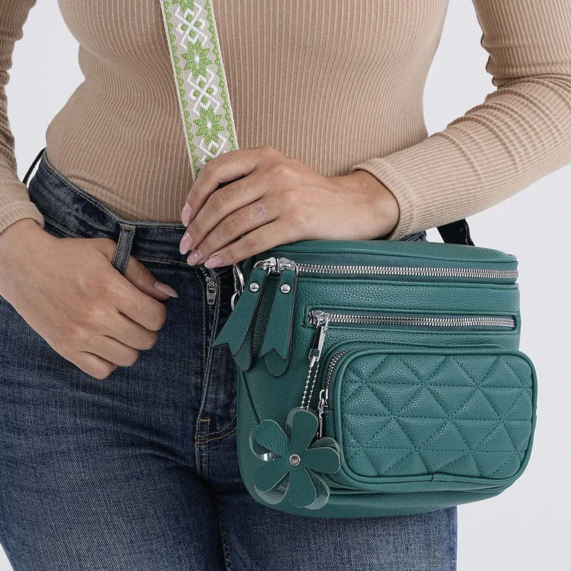 Crossbody-Bag im Steppdesign, 22x8x19 cm, Petrol