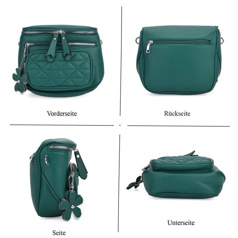 Crossbody-Bag im Steppdesign, 22x8x19 cm, Petrol
