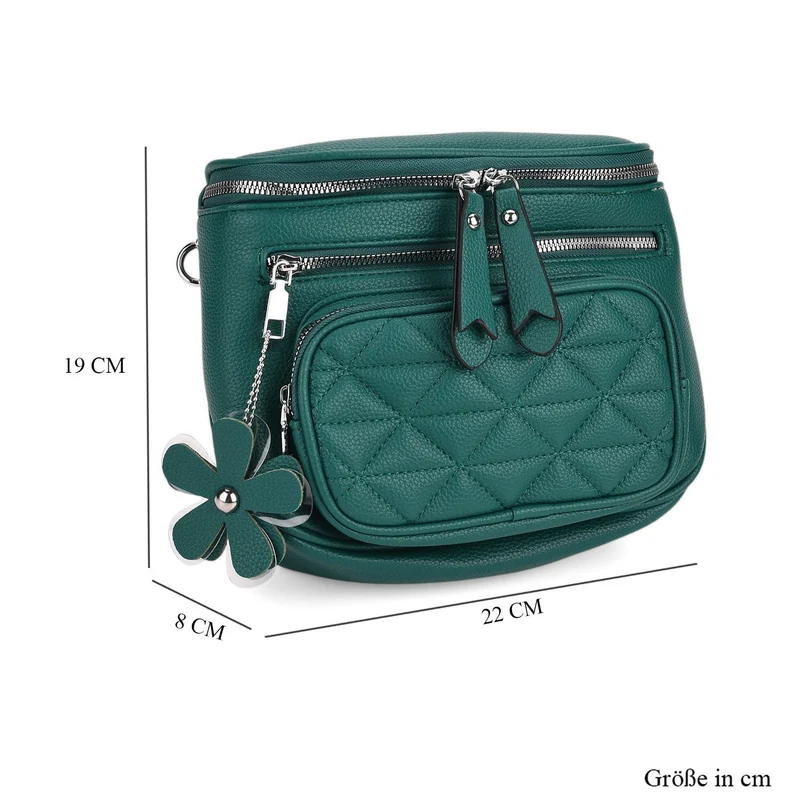 Crossbody-Bag im Steppdesign, 22x8x19 cm, Petrol