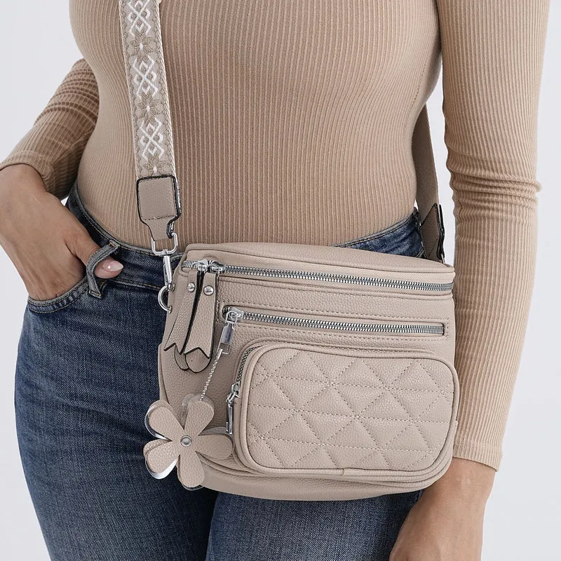 Crossbody-Bag im Steppdesign, 22x8x19 cm, Petrol