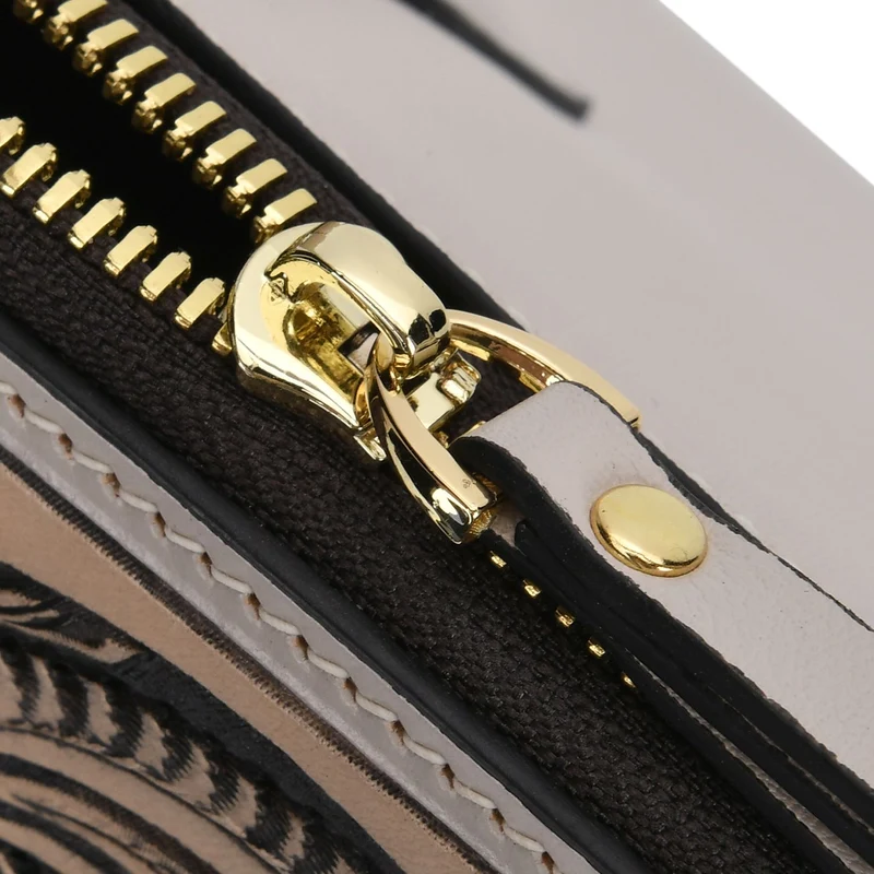 GRAND PELLE Elite Kollektion - Exklusive Handgravierte Leder-Padlock-Handtasche mit Floralem Meisterwerk, Größe 29,5 x 23 x 18 cm, Hellgrün
