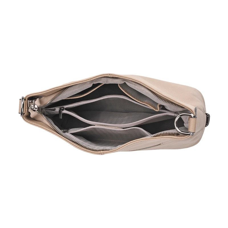 Echtleder-Crossbody-Tasche aus geprägtem Leder, verstellbarer Schulterriemen (ca. 120 cm), 32x12x25 cm, Hellbraun