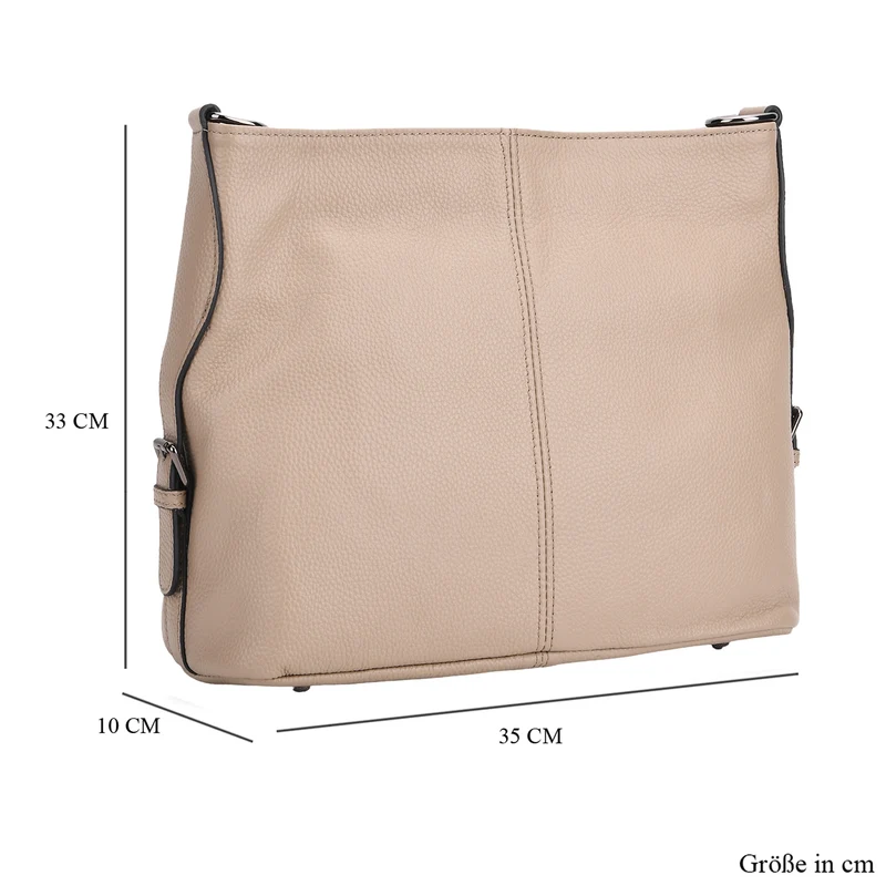 Echtleder-Crossbody-Tasche aus geprägtem Leder, verstellbarer Schulterriemen (ca. 120 cm), 32x12x25 cm, Hellbraun