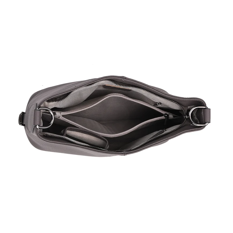 Echtleder-Crossbody-Tasche aus geprägtem Leder, verstellbarer Schulterriemen (ca. 120 cm), 32x12x25 cm, Hellbraun