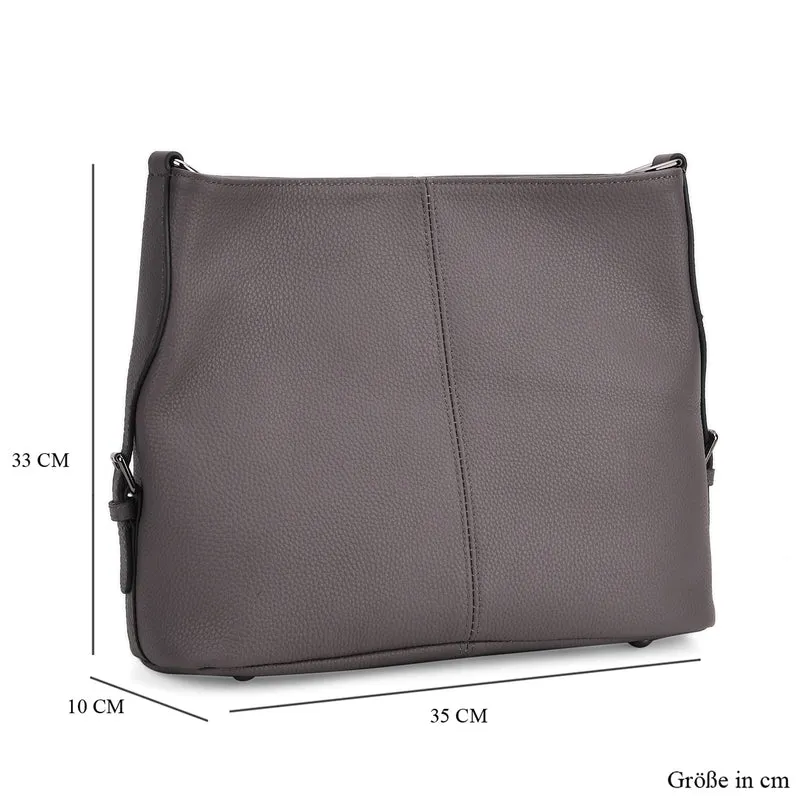 Echtleder-Crossbody-Tasche aus geprägtem Leder, verstellbarer Schulterriemen (ca. 120 cm), 32x12x25 cm, Hellbraun