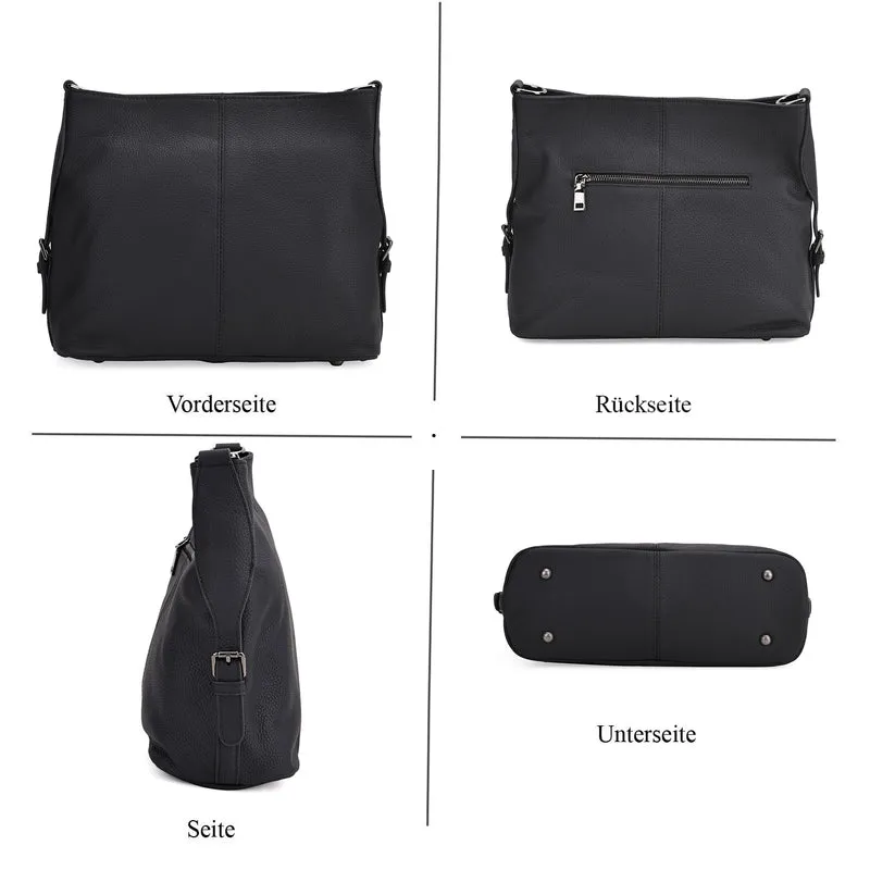 Echtleder-Crossbody-Tasche aus geprägtem Leder, verstellbarer Schulterriemen (ca. 120 cm), 32x12x25 cm, Hellbraun