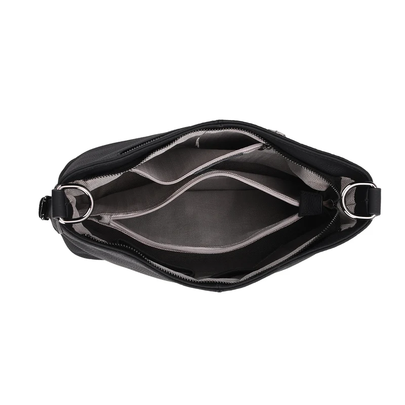 Echtleder-Crossbody-Tasche aus geprägtem Leder, verstellbarer Schulterriemen (ca. 120 cm), 32x12x25 cm, Hellbraun