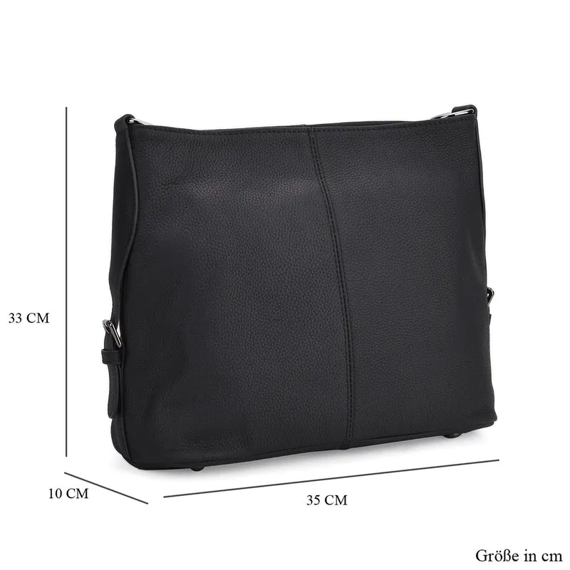 Echtleder-Crossbody-Tasche aus geprägtem Leder, verstellbarer Schulterriemen (ca. 120 cm), 32x12x25 cm, Hellbraun