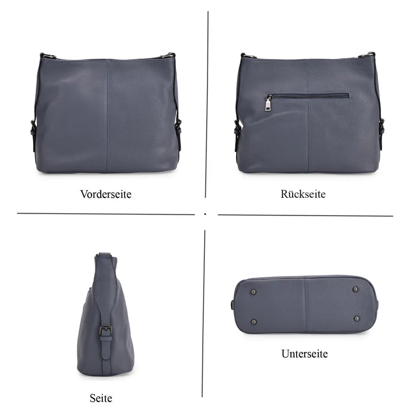 Echtleder-Crossbody-Tasche aus geprägtem Leder, verstellbarer Schulterriemen (ca. 120 cm), 32x12x25 cm, Hellbraun