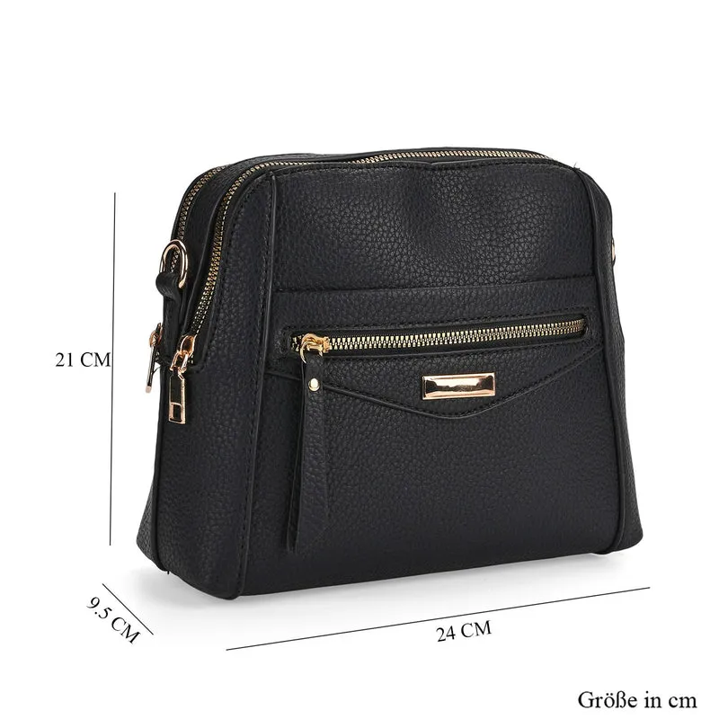 Crossbody-Tasche mit Mehrfachfächern, Kunstleder, 24 x 9,5 x 21 cm, Rot