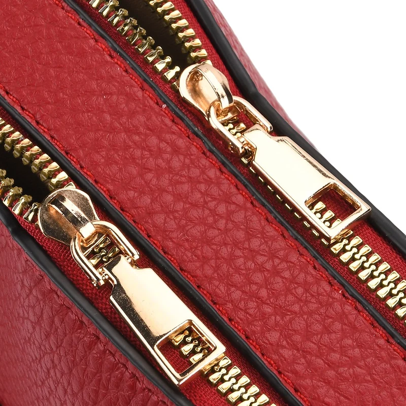 Crossbody-Tasche mit Mehrfachfächern, Kunstleder, 24 x 9,5 x 21 cm, Rot