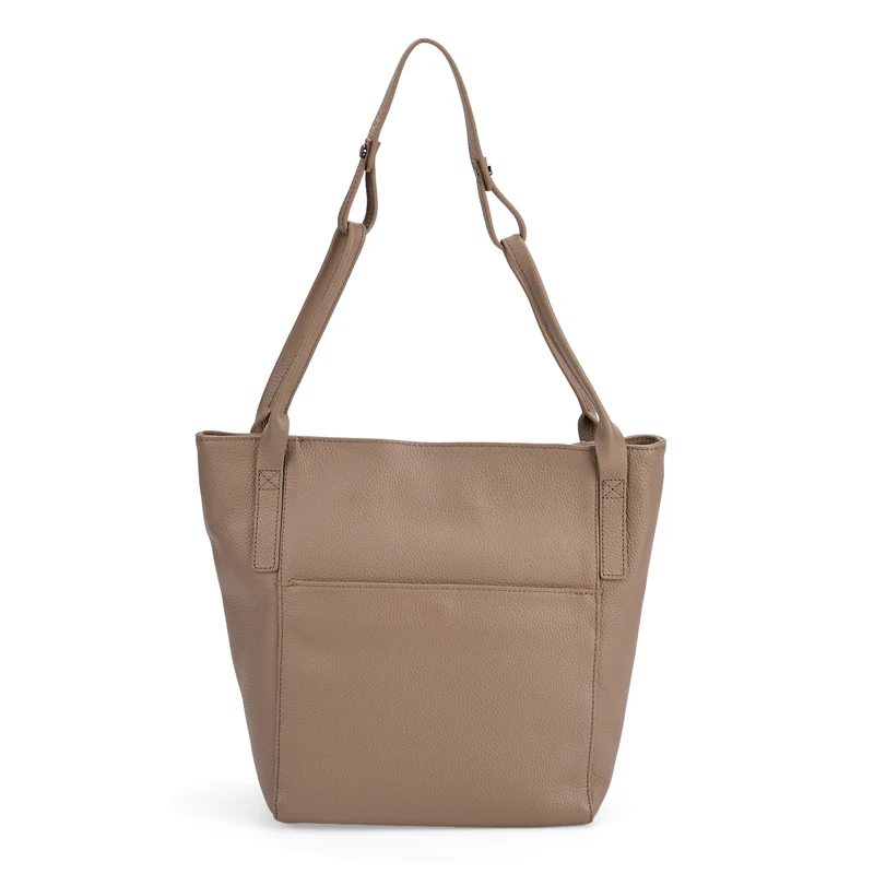Echtleder-Tote-Bag mit Magnetverschluss-Außentasche und geräumigem Innenfach, 34x14x29 cm, Schwarz