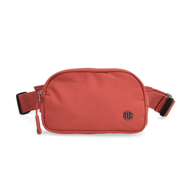 Nylon-Gürteltasche mit Hauptfach und Innentasche, verstellbarer Hüftgurt und Schnellverschluss, 19x12x6 cm, Rot