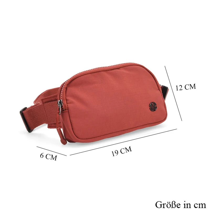 Nylon-Gürteltasche mit Hauptfach und Innentasche, verstellbarer Hüftgurt und Schnellverschluss, 19x12x6 cm, Rot