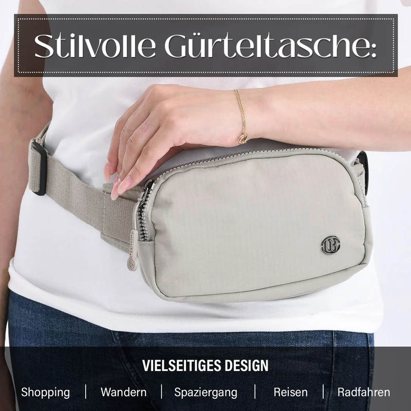 Nylon-Gürteltasche mit Hauptfach und Innentasche, verstellbarer Hüftgurt und Schnellverschluss, 19x12x6 cm, Rot