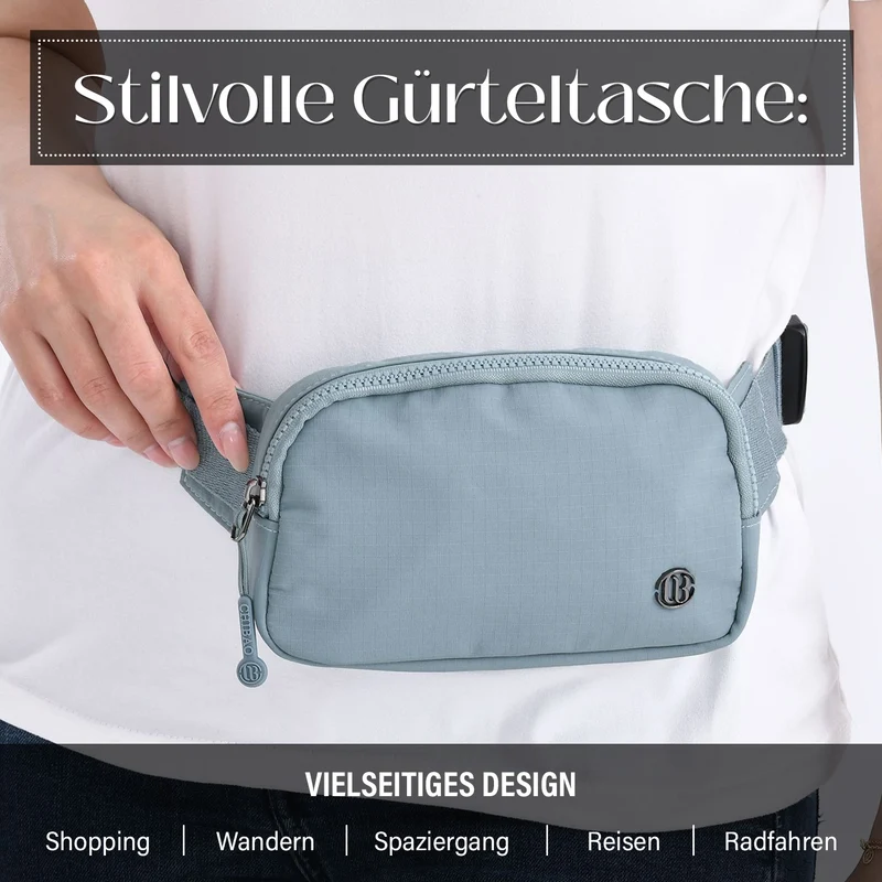 Nylon-Gürteltasche mit Hauptfach und Innentasche, verstellbarer Hüftgurt und Schnellverschluss, 19x12x6 cm, Rot