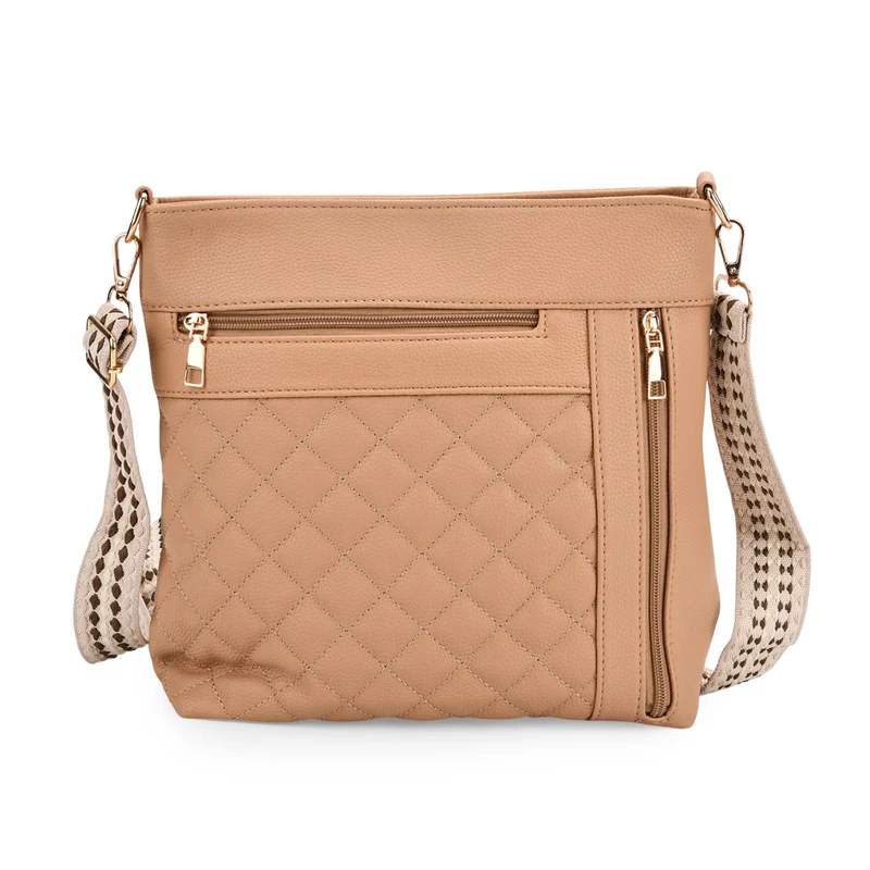 Crossbody-Tasche mit Steppmuster, Kunstleder, 21 x 13 x 7,5 cm, Schwarz