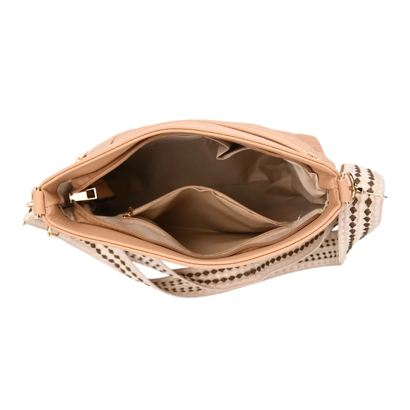 Crossbody-Tasche mit Steppmuster, Kunstleder, 21 x 13 x 7,5 cm, Schwarz