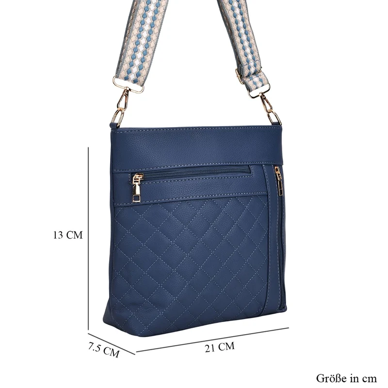 Crossbody-Tasche mit Steppmuster, Kunstleder, 21 x 13 x 7,5 cm, Schwarz