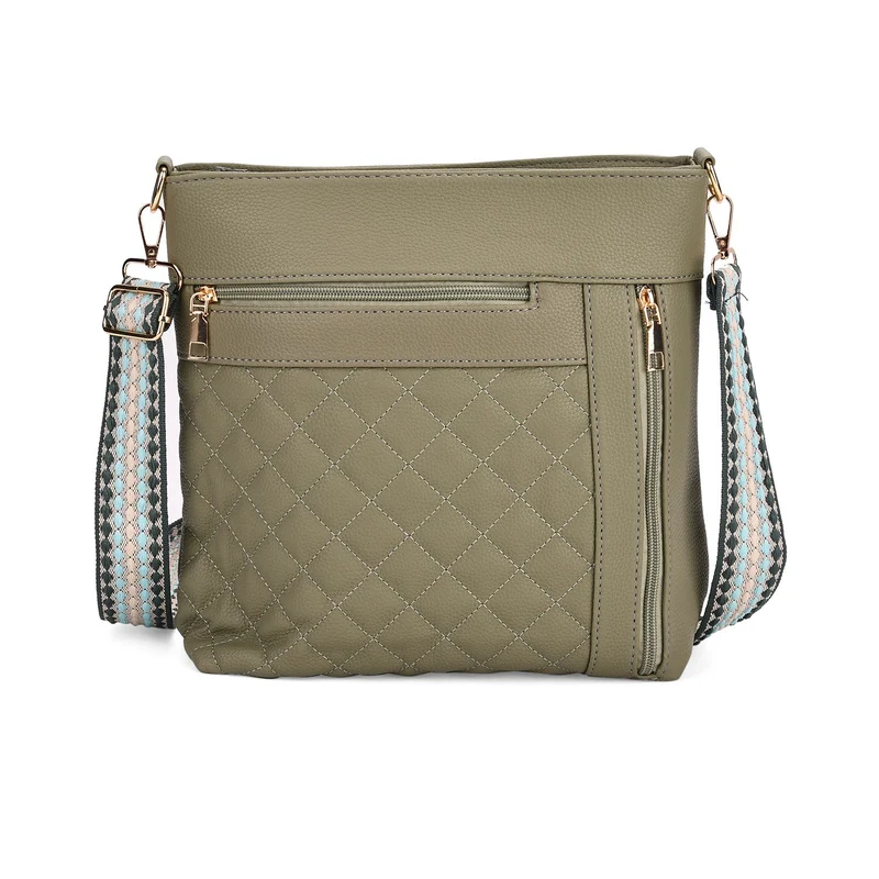 Crossbody-Tasche mit Steppmuster, Kunstleder, 21 x 13 x 7,5 cm, Schwarz