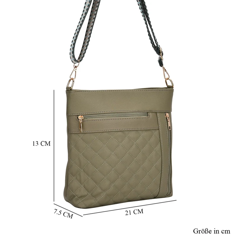 Crossbody-Tasche mit Steppmuster, Kunstleder, 21 x 13 x 7,5 cm, Schwarz