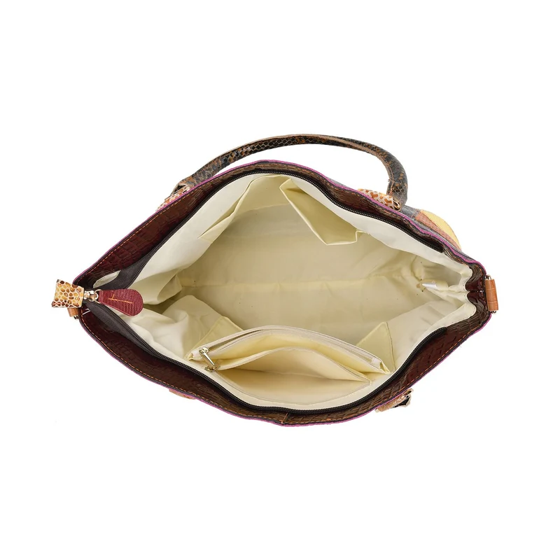 Chaos by Elsie - 100% Echtleder gewebter Tasche mit RFID schutz, 32x23x11cm, Patchwork