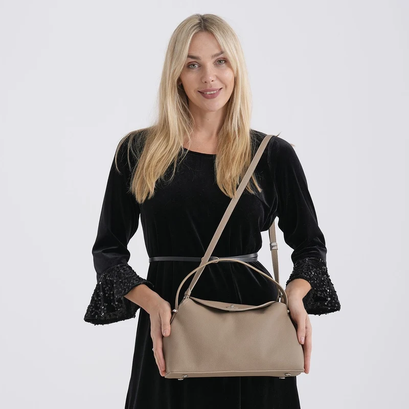 Echtleder Umhängetasche 32 x 19 x 11 cm Khaki