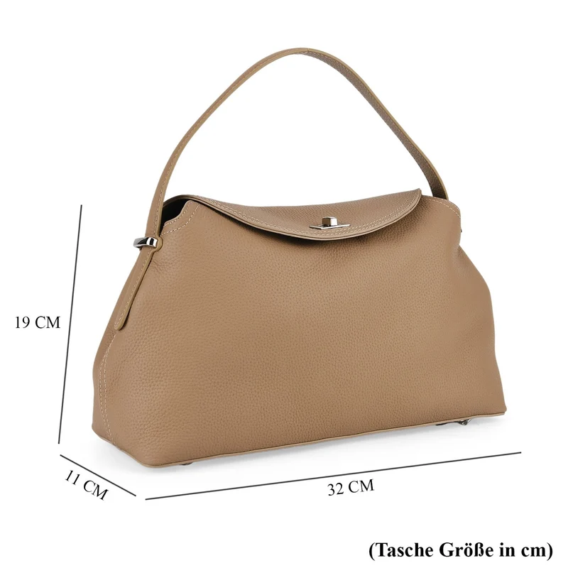 Echtleder Umhängetasche 32 x 19 x 11 cm Khaki